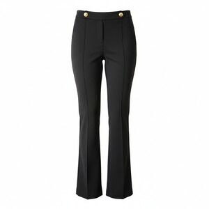 MICHAEL KORS Women Black Flare Dress Pants Gold Button Detail Size Large $110